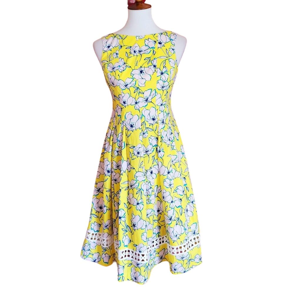 Eliza J Yellow Floral Pleated Dress - Picture 4 of 13
